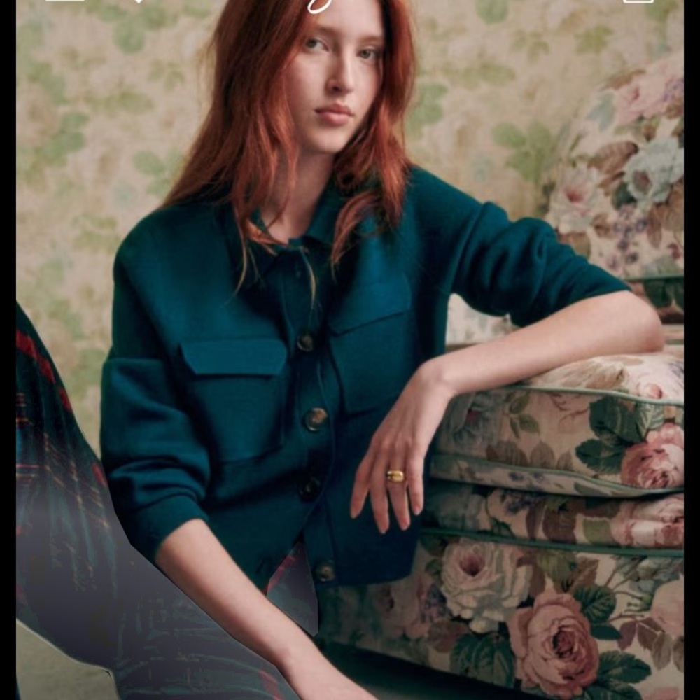 Sezane Betty Cardigan, sz S, “Cerulean Blue”